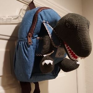 Naturally Kids Dinosaur Plush Backpack  KidsToddler Green Corduroy & Denim Blue
